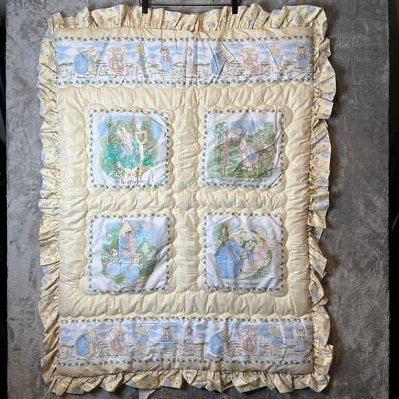 Vintage Peter Rabbit Jemima Puddle Duck Tom Kitten Quilt Blanket Quiltex Beatrix - Picture 1 of 13